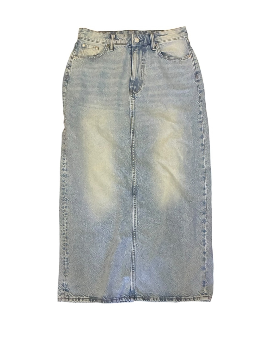 &DENIM H&M Straight Maxi Denim Skirt 5-Pocket Light Wash Blue S